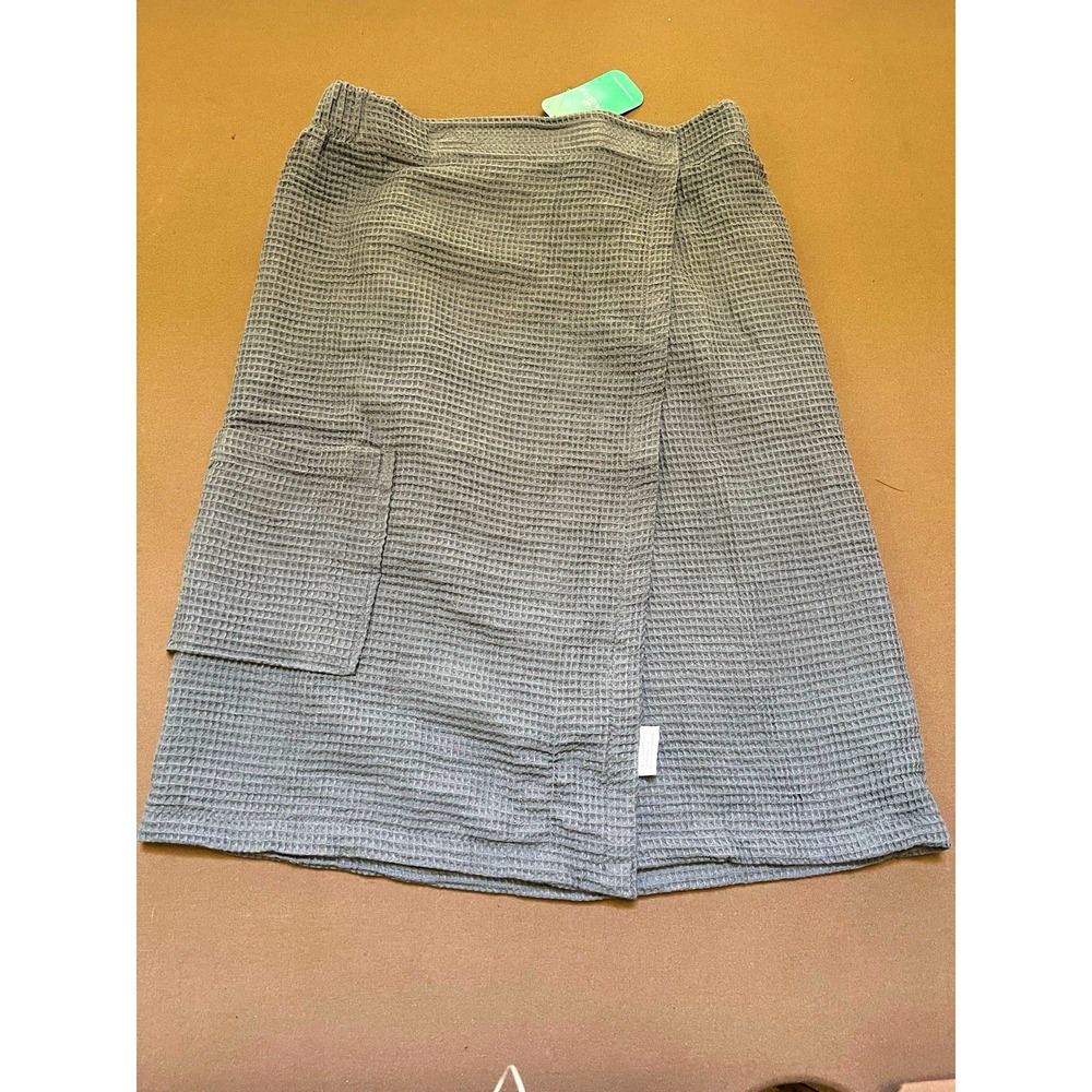 Turquaz Waffle Spa Collection Gray Textured Towel Wrap 32x57 Cotton Blend